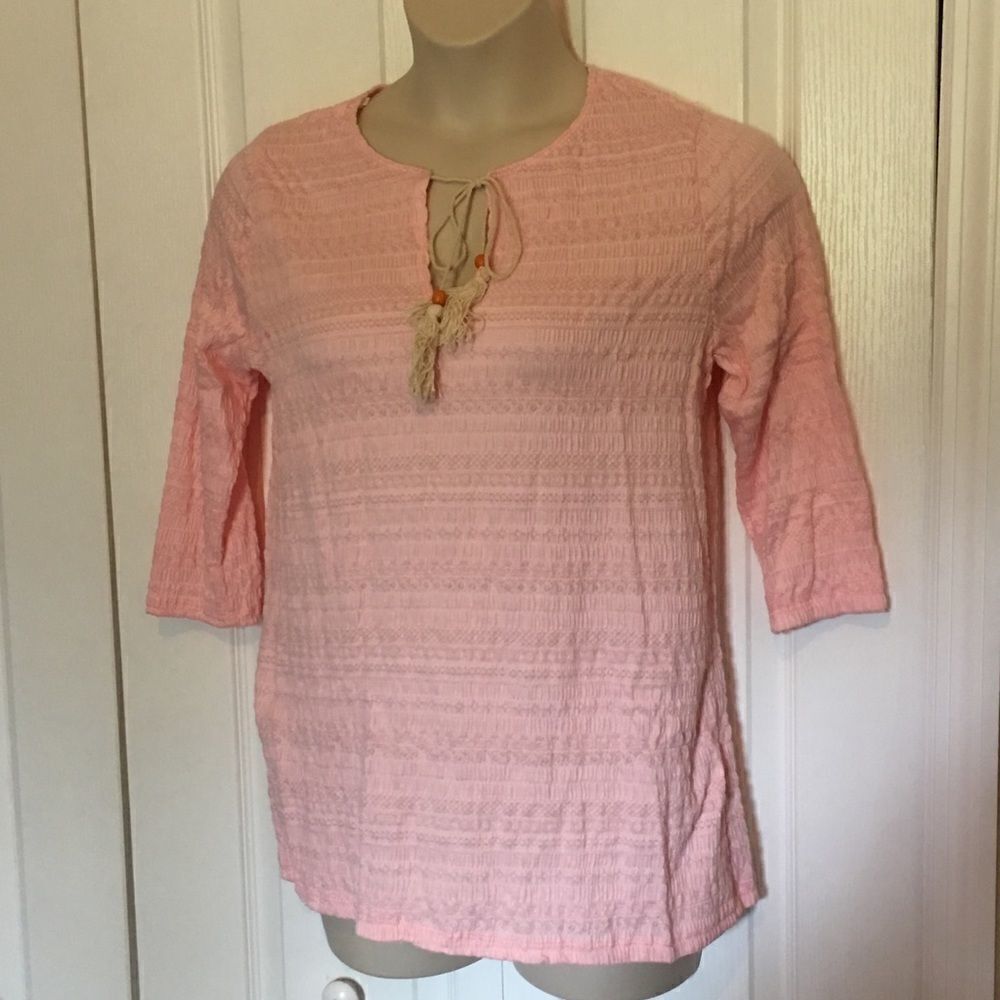 Society Plus Pink Textured Half‎ Sleeve Top NWT